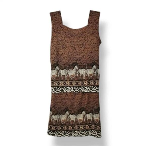 Vintage 80s 90s 2 PC Skirt Set Matching Animal Print Tank Top & Skirt Size Small - Picture 12 of 13